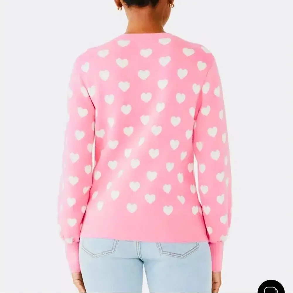Kate Spade Sweater Perfect Heart Rich Carnation Feminine Designer Pink Size XS